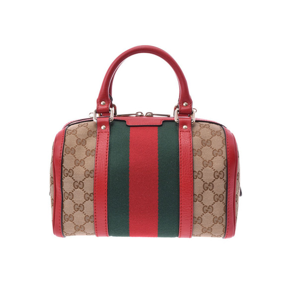Gucci Handbags - Gucci Web Bag Beige Strap Red